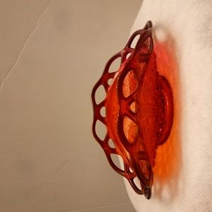 Red pressed glass dish